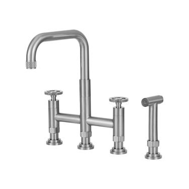 Imagem de Torneira Para Cozinha Gourmet Misturador Extensível Duplo Comando Aço Inox 304 Jutaí Pi...