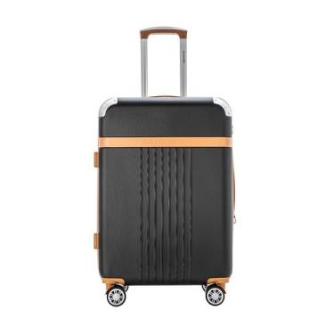 Imagem de Mala de Viagem Grande Athena 30kg Rígida ABS com 4 Rodas duplas 360º e Trava de segredo númerico TSA, divisória interna com zíper e elástico de fixação, Preto, Santino - ABGV182G01