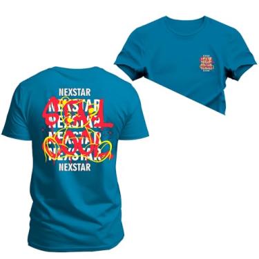 Imagem de Camiseta Plus Size Casual Malha Confortável Estampada Pixe Slam Cool Frente e Costas Azul G3