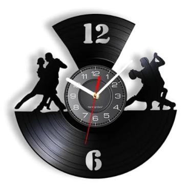 Imagem de IUPPA Relógio de parede com disco de vinil de 30 cm, relógio de parede dançante, para casais dançando, disco de vinil, relógio de parede, romance, paixão, decoração de parede, danças sociais, relógio