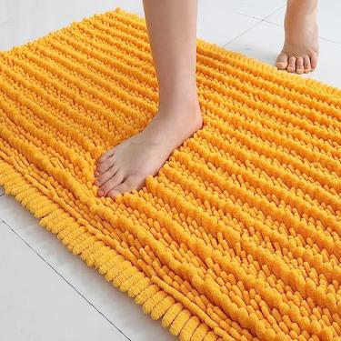 Imagem de FLOLEOPA Tapetes de banheiro de microfibra de pelúcia macia, tapetes de banho absorventes antiderrapantes para lavagem à máquina tapetes de banho secos para banheira, chuveiro e banheiro tapetes de chão (açafrão, 43 x 60 cm)