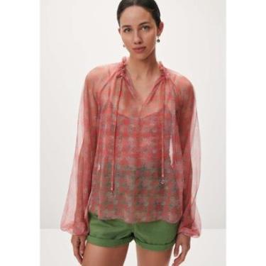 Imagem de Blusa Manga Longa Bufante em Tule Estampado-Feminino