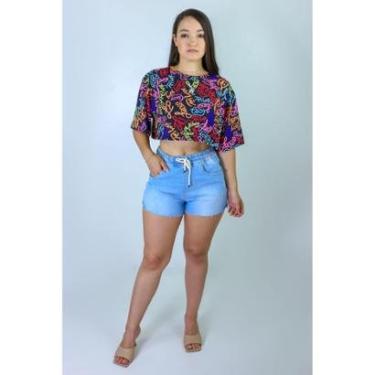 Imagem de SHORT JEANS BOXER COM AMARRAÇÃO REF: 05957 MORENA ROSA-Feminino