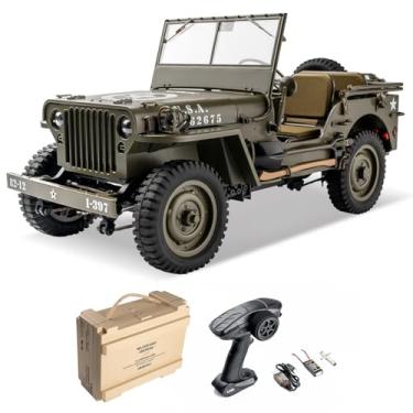 Imagem de FCXㅤ RocHobby 1/12 1941 MB Scaler RC Jeep, 4x4 Hobby Grade RTR RC Car Mini RC Rock Crawler Military, 2.4Ghz RC Truck with 180 Brushed Motor, LED Lights, Battery and USB Charger for Adults