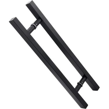 Imagem de Maçaneta da porta do chuveiro de metal costas com costas, maçaneta da barra de apoio da porta de vidro do banheiro de aço inoxidável preto fosco Porta lateral única, conjuntos de maçanetas d