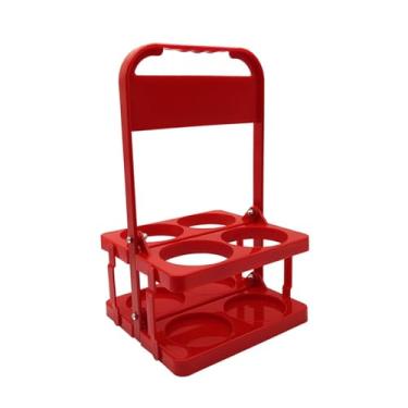 Imagem de oshhni Suporte de garrafa de água esportiva com alça, portátil, porta bebidas, comporta até 4 garrafas para bicicleta, academia, Vermelho