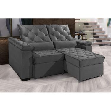 Imagem de Sofá Retrátil e Reclinável BERLIM 2.90m Velusoft D33 "Cinza" - ESTILO ESTOFADOS
