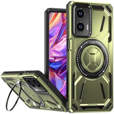 Imagem de Ephoou Capa protetora para Motorola Edge 50 Fusion com suporte de anel de 360°, camada dupla de grau militar, proteção resistente à prova de choque, capa de telefone resistente para Motorola Edge 50