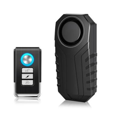 Imagem de Cruxer Sistema de sensor de movimento remoto de alarme de bicicleta, alarme de motocicleta com controle remoto, alarme de bicicleta antifurto alto de 110 dB, segurança de vibração à prova d'água sem