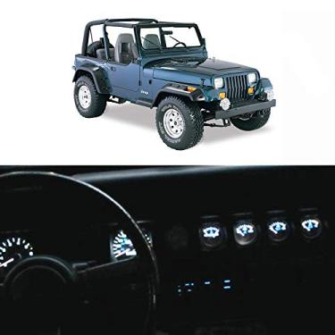 Imagem de WLJH Painel de instrumentos branco brilhante medidor aglomerado velocímetro tacômetro lâmpada indicadora kits de luz LED pacote substituição para Jeep Wrangler 1992-1995