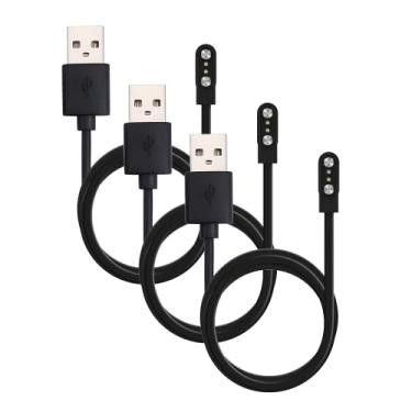 Imagem de Cabo USB de carregamento inteligente para Smart Watch KW10 e KW20 com 2 pinos de cabo carregador de sucção magnética forte para modelos: KW10. (Preto)