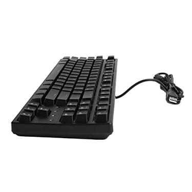 Imagem de Teclado de Computador STK130, Teclado de Computador Com 87 Teclas, ângulo Ajustável para Jogos No Escritório (eixo preto-vermelho)