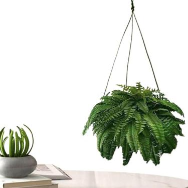 Imagem de YYGJYGOO Samambaias artificiais Mowaven, samambaias falsas, plantas artificiais na cesta, cesta grande de samambaias artificiais ao ar livre para ambientes internos, jardim, varanda (60 folhas, 1