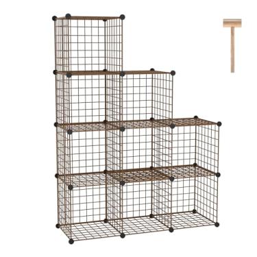 Imagem de C&AHOME Armazenamento de cubo de arame, 9 - organizadores de cubos grades de metal C, unidades de prateleiras modulares, organizador de armário, ideal para casa, escritório, sala de estar, 92 cm C x
