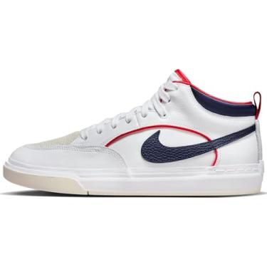 Imagem de Nike Tênis de skate premium SB React Leo (FD0268-100, branco/vermelho universitário/branco/azul marinho), tamanho 43