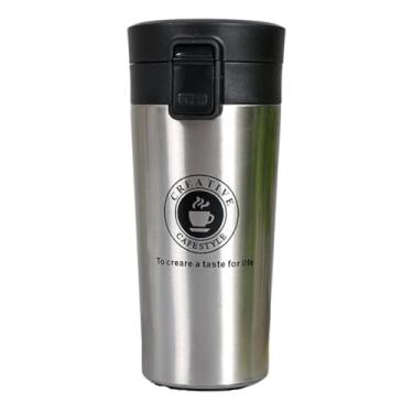 Imagem de Caneca de café de viagem isolada de aço inoxidável 304 elegante - caneca selada a vácuo, à prova de vazamento com filtro de chá embutido, tampa sem BPA e base antiderrapante (prata)