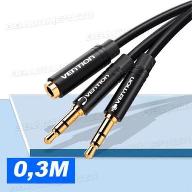 Imagem de Cabo Extensor 3.5mm P3 4 Vias P/ Fone Microfone 0,3m Vention