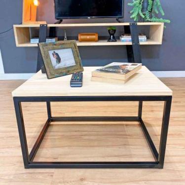 Imagem de Mesa de Centro Retangular de Ferro e Madeira Style Industrial Natural 
