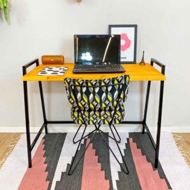 Imagem de Mesa para Escritório de Ferro e Madeira Industrial Steel 100cm Carvalh