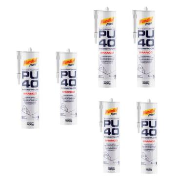 Imagem de Kit 6 Silicone Selante PU 40 Mundial Prime 400g Branco