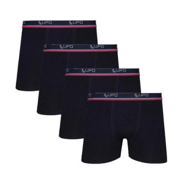 Imagem de Kit 4 Cuecas Box Boxer Lupo de Algodão Sortidas, Preto, P