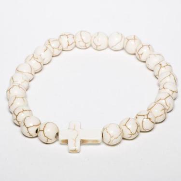 Imagem de Pulseira Pedra Natural Howlita Branca - Vorax Acessórios, 10mm