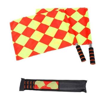 Imagem de Par Bandeira Xadrez Oficial Juiz Bandeirinha de Futebol - Estilo Bolei