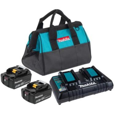 Imagem de Kit Carregador Duplo Makita Rapido Dc18rd 110v + 2 baterias 18v 5ah + 