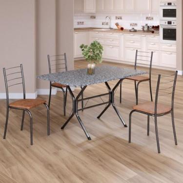 Imagem de Conjunto Sala de Jantar Mesa Retangular 100x60cm Tampo Granito Ocre 4 