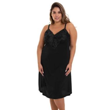Imagem de Camisola Curta Com Renda Liganete Sepie 2352 Plus Size, 54, Preto
