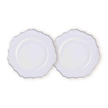 Imagem de Kit 2 Un Sousplat Branco Com Prateado 33Cm Rafimex