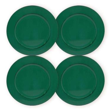 Imagem de Kit 4 Un Sousplat Redondo Verde Polipropileno 33Cm Rafimex