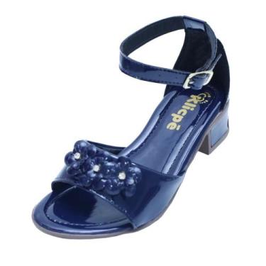 Imagem de Sandalia Infantil Menina  Salto Grosso Confortável  Brilho Laço Flor K