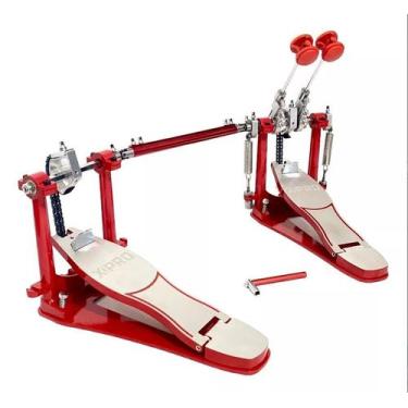 Imagem de Pedal Duplo X-Pro Action Colors Vermelho Para Bumbo Bateria