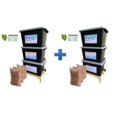 Imagem de Composteira doméstica minhocário - Combo 2 unidades com suporte de mad