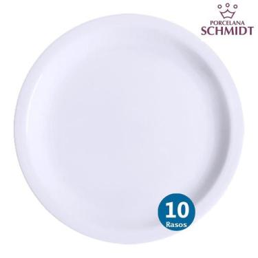 Imagem de Kit 10 Pratos Rasos Restaurante Porcelana Schmidt Protel - Porcelanas 