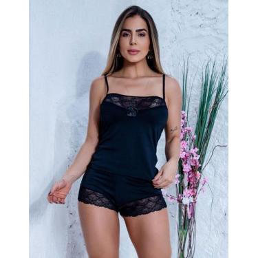 Imagem de Baby Doll Feminino de Renda e Microfibra Elegante e Confortável - Fitm