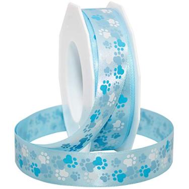 Imagem de Morex Ribbon 5682 Precious Pets - Paws in Blue & White Ribbon 7/8" x 50 metros Azul