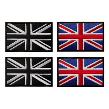 Imagem de 4 peças Patch de bandeira da União Britânica do Reino Unido do Reino Unido, aplique bordado emblema tático militar perfeito para roupas, bonés, bolsas, mochilas, colete, jeans, jaquetas