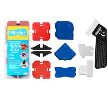 Imagem de Ubrvhrt Kit de ferramentas de aplicação de calafetagem, conjunto de ferramentas de acabamento de vedação, kit de perfil de silicone, 9 peças, espalhador de calafetagem de silicone, ferramenta de