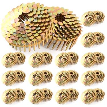 Imagem de CREWTOWER Pregos de telhado 3,5 cm x 0,120 15 graus de cabeça redonda completa haste de anel de bobina galvanizada pregos de telhado, 3600 unidades, bobina agrupada de arame para pistola de pregos de