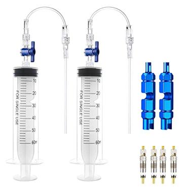 Imagem de Chihutown Kit de seringa de ciclismo de 8 peças, injetor de selante de pneu sem câmara com interruptor, núcleo de válvula Presta e ferramenta de remoção, sem tubos para bicicleta selante de pneu
