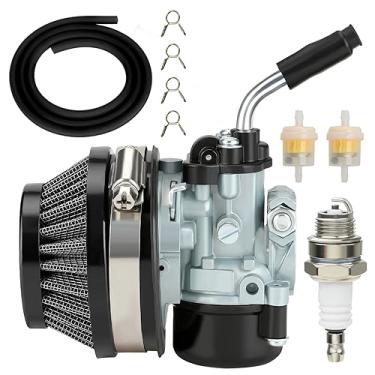 Imagem de YOXUFA Conjunto de carburador de 2 tempos para motor de 80 cc 100 cc 49 cc 50 cc 66 cc motor a gás motorizado motocicleta bicicleta chinesa scooter ciclomotor peças de bicicleta sujeira