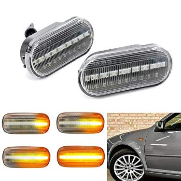 Imagem de Led Dynamic Marcador lateral luz de seta de seta para Volkswagen VW Bora Golf 3 4 Lupo Passat 3BG Polo Sharan Vento 1994-2005 2 pacotes