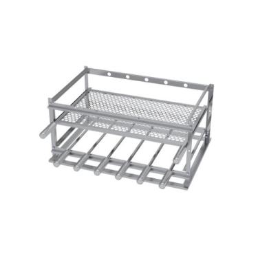 Imagem de Suporte P/ Alvenaria Churrasco 6 Espetos Inox Tela Moeda 72cm - Lider 