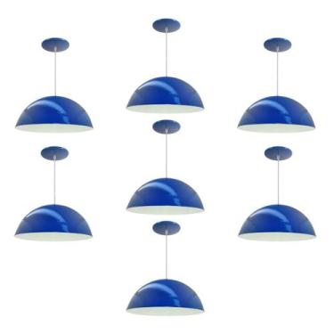 Imagem de Kit 7 Luminária Pendente Meia Lua 40cm Interior Branco Brilho Fiação 1
