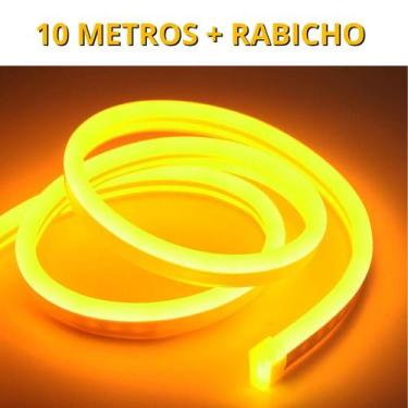 Imagem de KIT 1 a 10 Metros Mangueira Fita LED Neon Flex Ambar + Rabicho - LED F