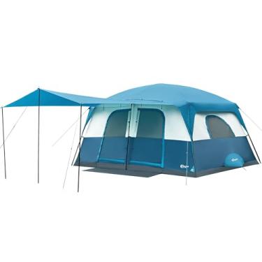 Imagem de PORTAL Tendas de cabine para 8 pessoas para acampamento com varanda, barraca grande para família com 2 cômodos, interior grande, altura de 203 cm, barraca impermeável com mosca de chuva para