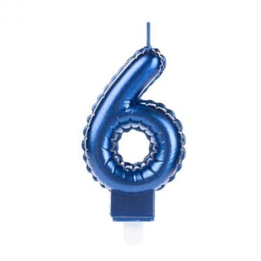 Imagem de Vela Balão Azul Número 6 - Silverfestas - SILVER PLASTIC