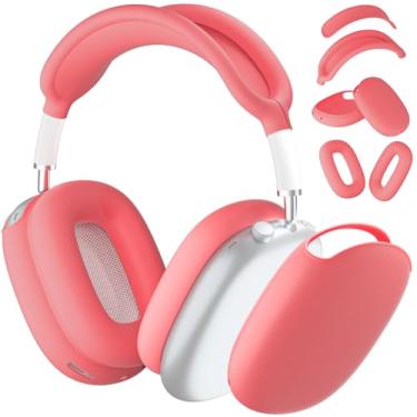 Imagem de ATUAT Capa para fones de ouvido AirPods Max, capa protetora de silicone, acessórios de pele anti-arranhões para mulheres e homens para Apple AirPods Max 2024/2020 (USB-C/Lightning), coral